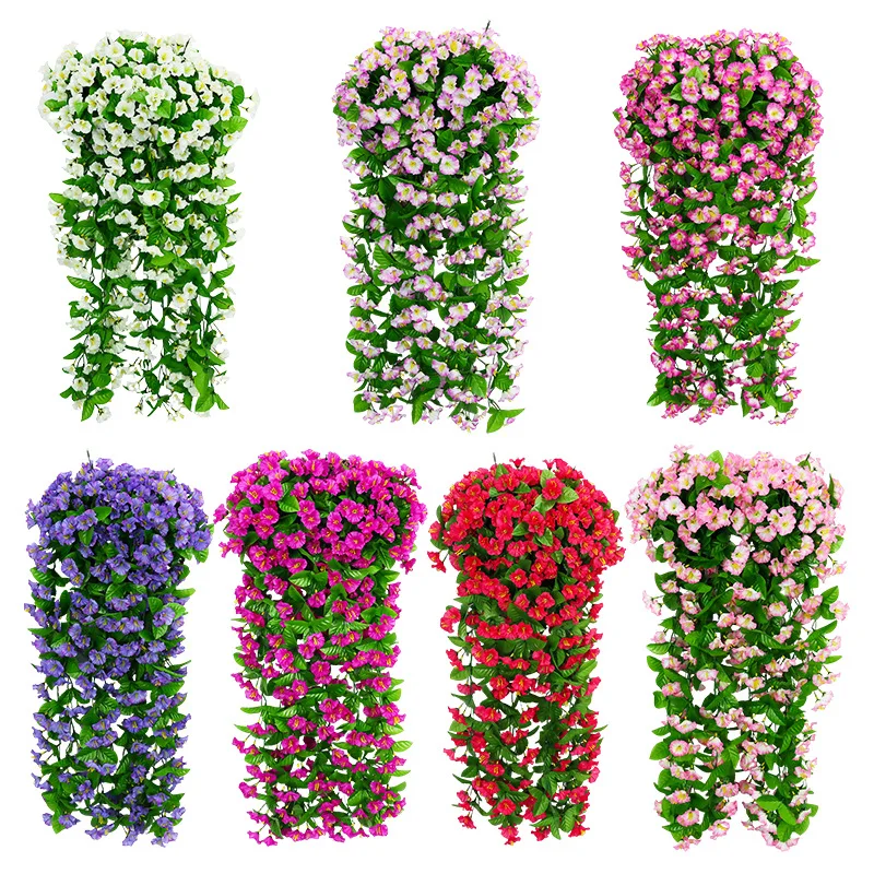 

Simulation violet wall hanging flower vine wedding home balcony decoration fake flower morning glory trumpet flower