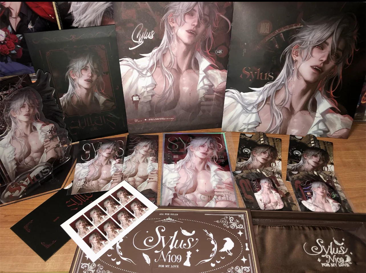 In Stock Official Love and Deepspace Sylus 0418 Happy Birthday Series All For Qinche Badge Scarf Eyeshade Laser ticket Postcard