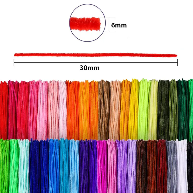 100pcs Chenille Stems Toy DIY Strips Twist Bar Anvil Wire Craft Pipe Creative Hobby Children Plush Stick Pipe Cleaners DIY Craft