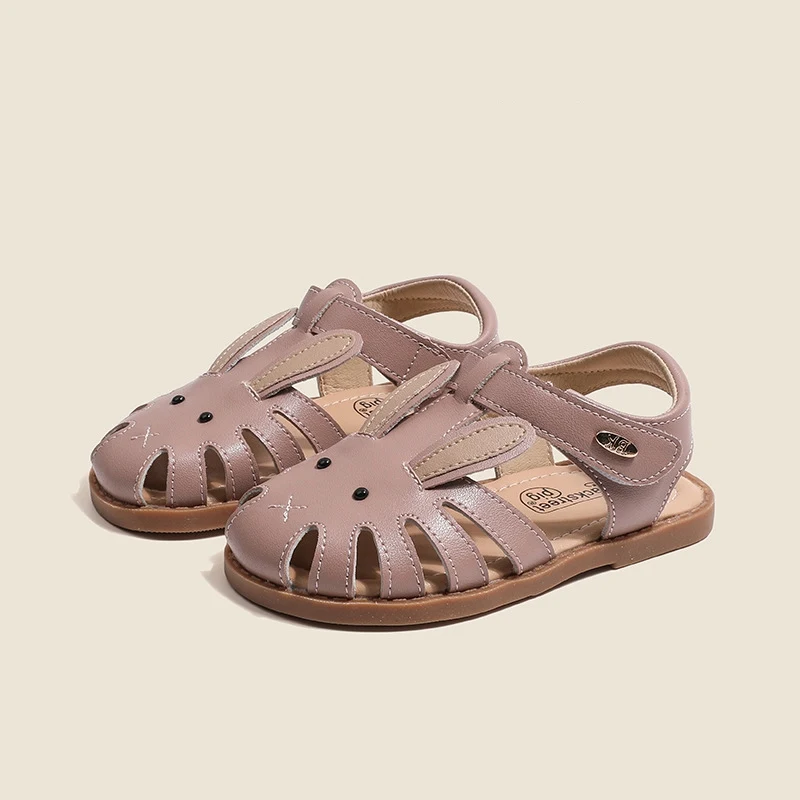 Cartoon Rabbit Girls Sandals Genuine Leather Baby Boys Beach Sandals Summer Soft Cowhide Children\'s Casual Shoes Little Kids