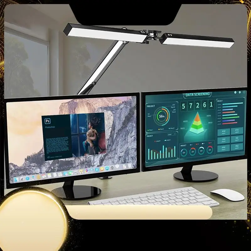 

Desk Lamp With Clamp Double Head Architect Desk Lamp LED Desk Lamp Eye Protection Modern Desk Light 10 Brightnes 3 Color