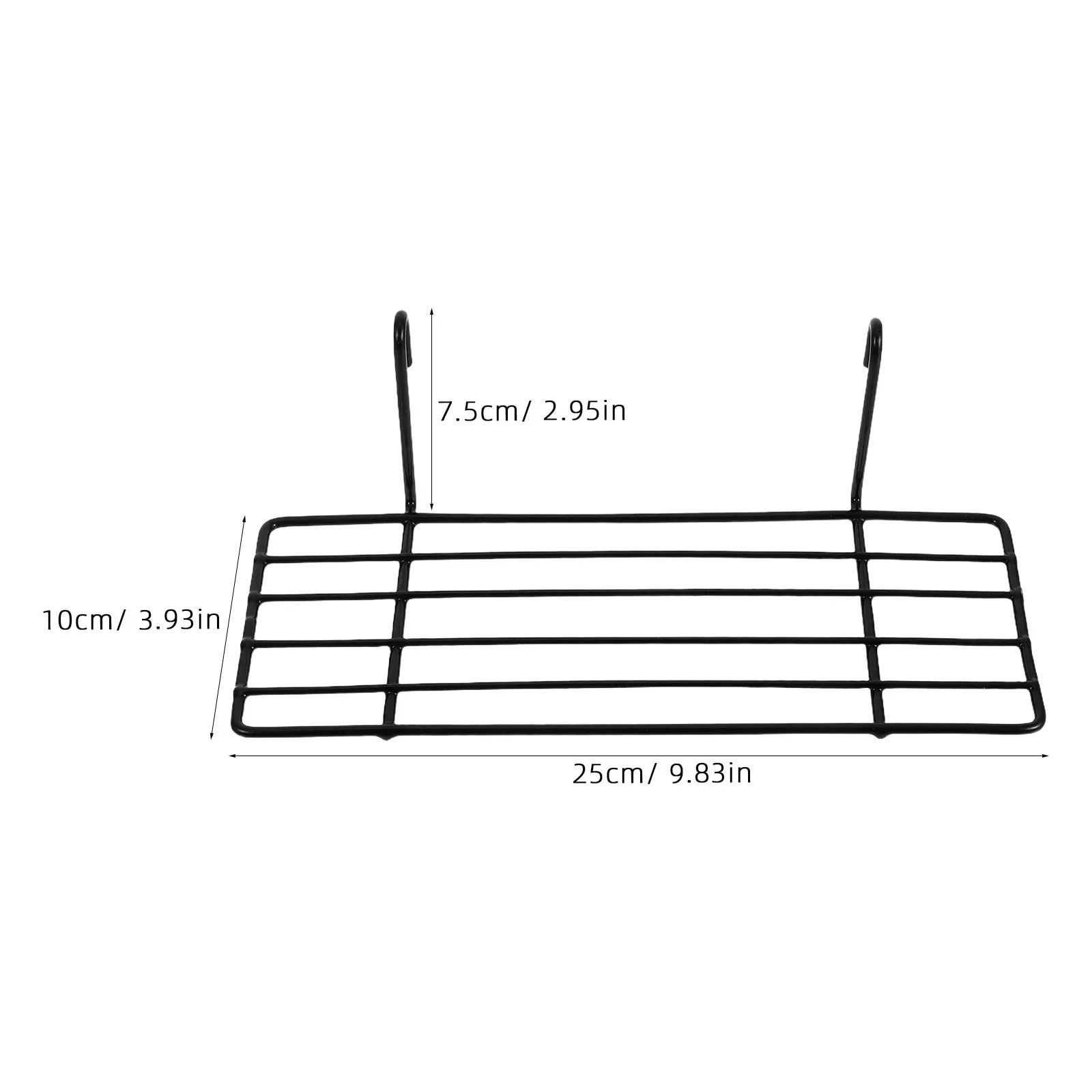 Black Wire Storage Basket Rack Straight Shelf for Grid Panel Wall Mount Display 25x10cm Stackable Interlocking Under Cabinet