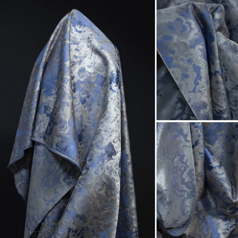 Blue DIY Fabric for Sewing Hanfu Skirts Pants Cheongsam Hanfu Handmade Ancient Costume Shooting Designer Fashion Cloth Fabrics