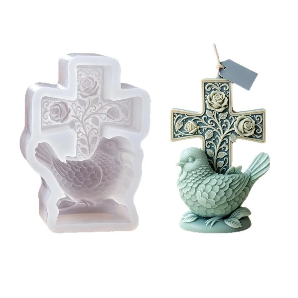 Gypsum Mold 3d Embossed Silicone Candle Mold Cross Shaped Silicone Mold Vintage European For Home Handmade Diy Creation Diffuser