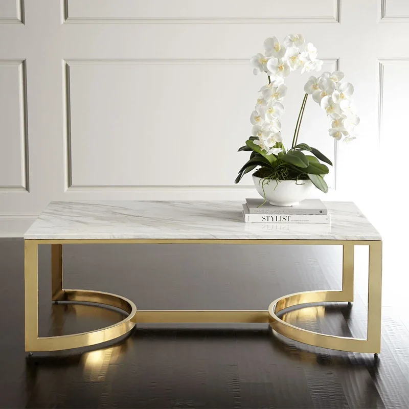 

FG17Nordic light luxury style stainless steel small apartment living room coffee table square simple sofa