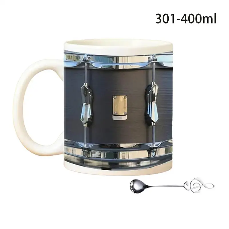 Black Vintage Drum Mugs 400ml Ceramic Vintage Black Cup Coffee Mug Creativity Drumming Coffee Cup Play Drum Mug Ceramic Mug