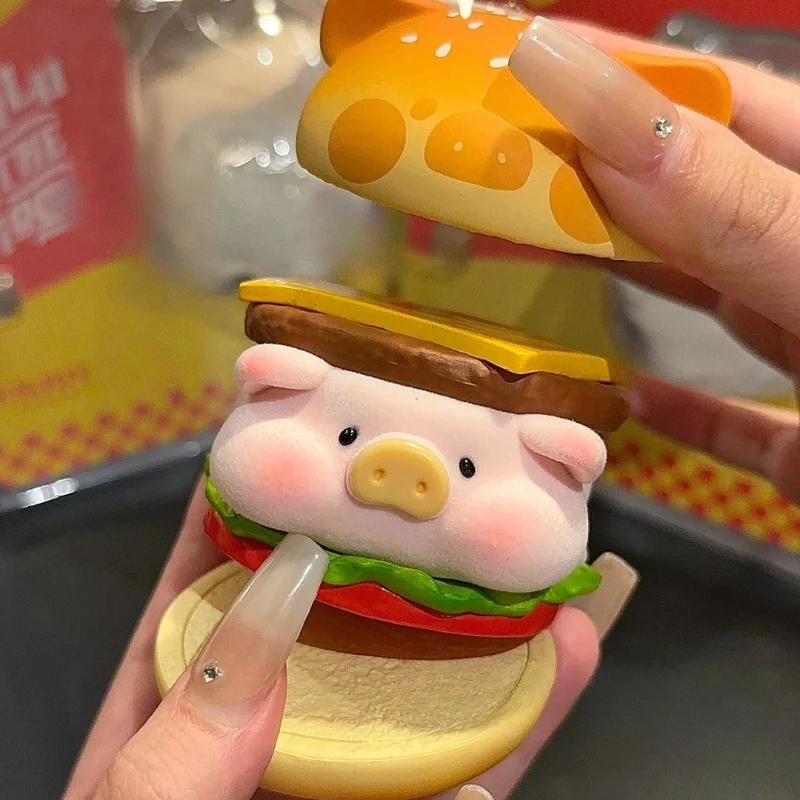 LuLu el cerdito hamburguesa cerdo fresco y saludable figura de Anime tarjeta colgante muñeca flocada bolsa sorpresa coleccionar juguetes de adorno regalo
