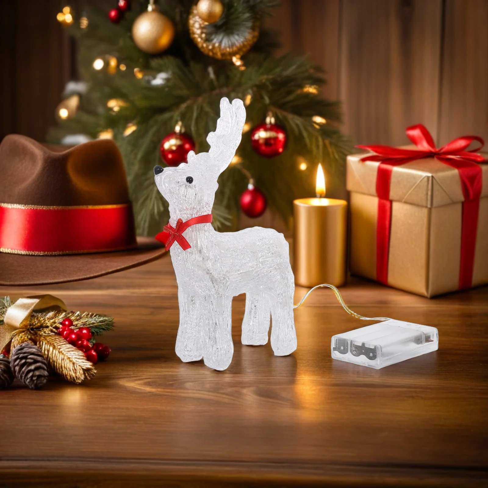 

Light-Up Reindeer Christmas Plastic Sculpture Figure Centerpiece Tabletop Holiday Decor Christmas Window Display Prop Lighted