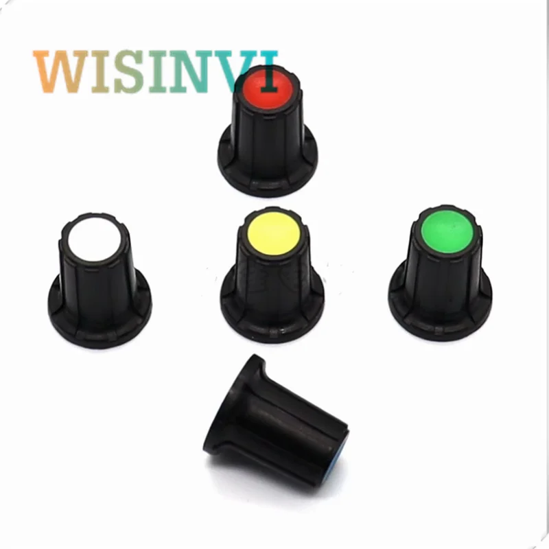 10 Stück Kunststoff-Knopfkappe, Durchmesser 15 mm, Höhe 17 mm, Potentiometer-Encoder-Knopf ohne Anzeige, Mark D-Innenloch 6 mm – Detail 4