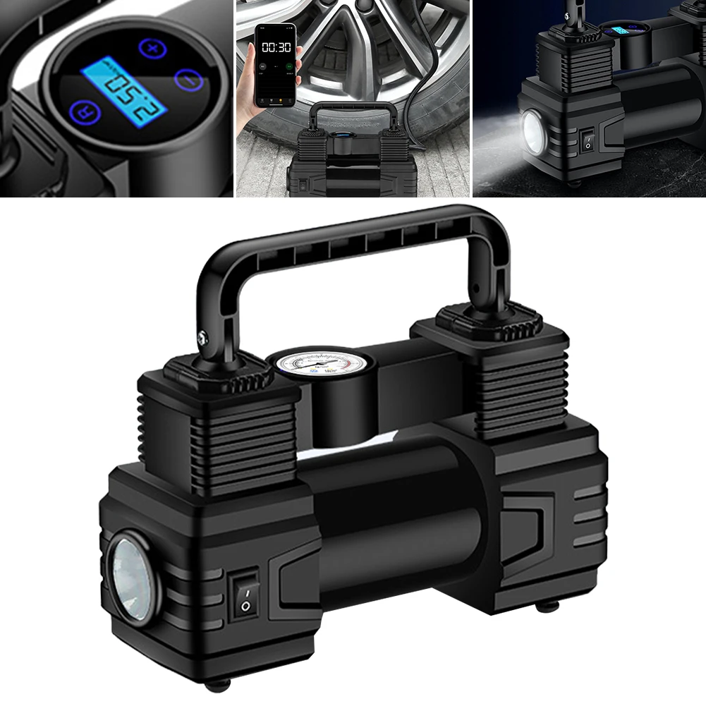 

Electric Air Pump LED Emergency Flashlight Car Tire Pump with Digital Pressure Gauge Portable Air Pump Heavy Duty Air Compressor