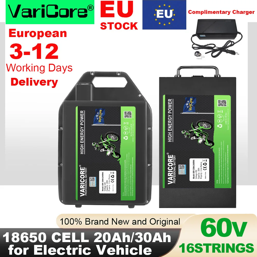 VariCore 60V 20ah 30ah 16 cordes batterie au Lithium étanche 18650 cellule 500w-2400W Protection BMS intégrée