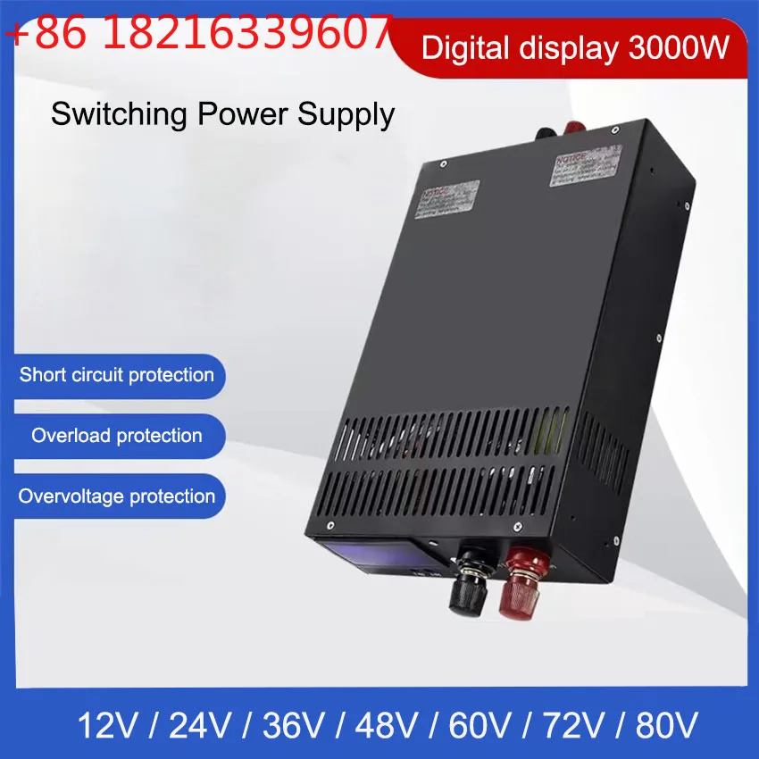 3000W high power switching power supply 110/220V 12V 24V 36V 48V 60V 72V 80V Digital Display Adjustable power supply accessories