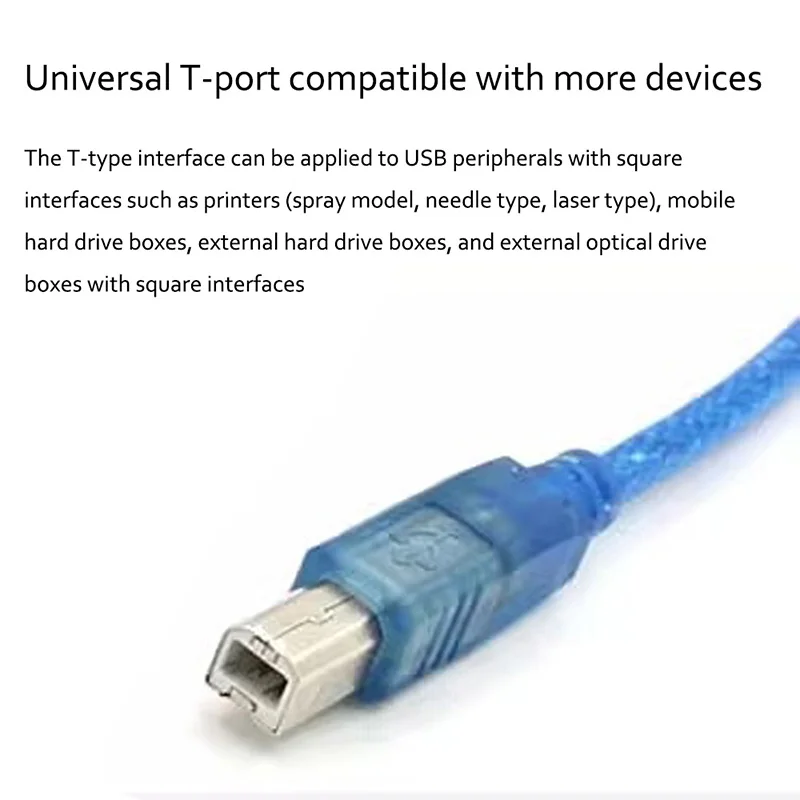 USB 2.0 Printer Cable Type A Male to Type B Male Dual Shielding High Speed Transparent Blue by 0.3m,1.5m,3m 5m(about)