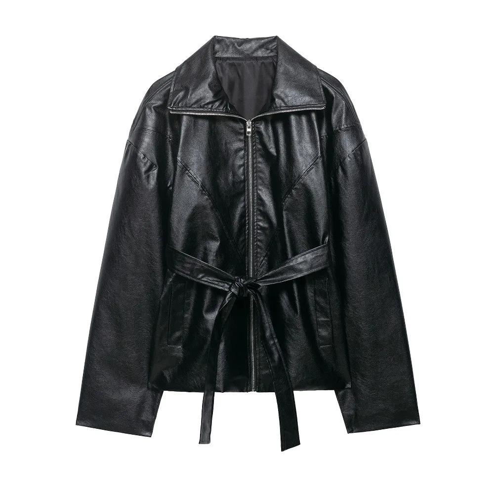 

Retro Lapel Long-sleeved Belt Locomotive Jacket Loose Casual Comfortable Versatile High-end Unique Texture Commuter Basic