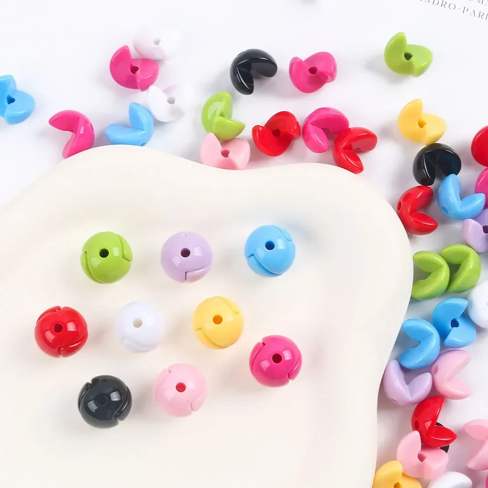 20Pcs Colorful Acrylic Rotating Semi-Circular Beads Loose Spacer Bead for Jewelry Making DIY Bracelet Necklace Accessories