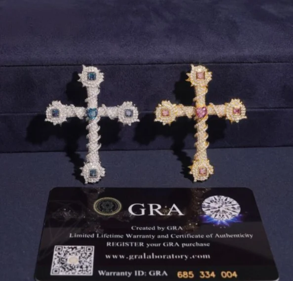 

Trendy LYEE CYEE Hip-Hop Cross Pendant - S925 Silver with Moissanite Stones