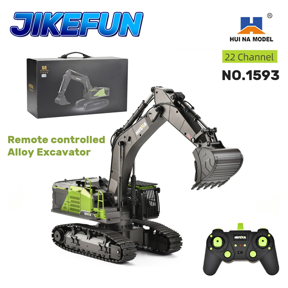 

HUINA 1593 RC Excavator 1/14 22CH Alloy Engineering Crawler Tractor 2.4G Remote Control Car Model Rotating Vehicle for Adults