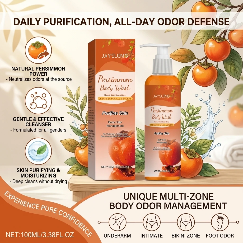 Persimmon Shower Gel Persimmon Extract For Men and Women Gentle on All Skin Types Deodorizing Soap Rose Scent