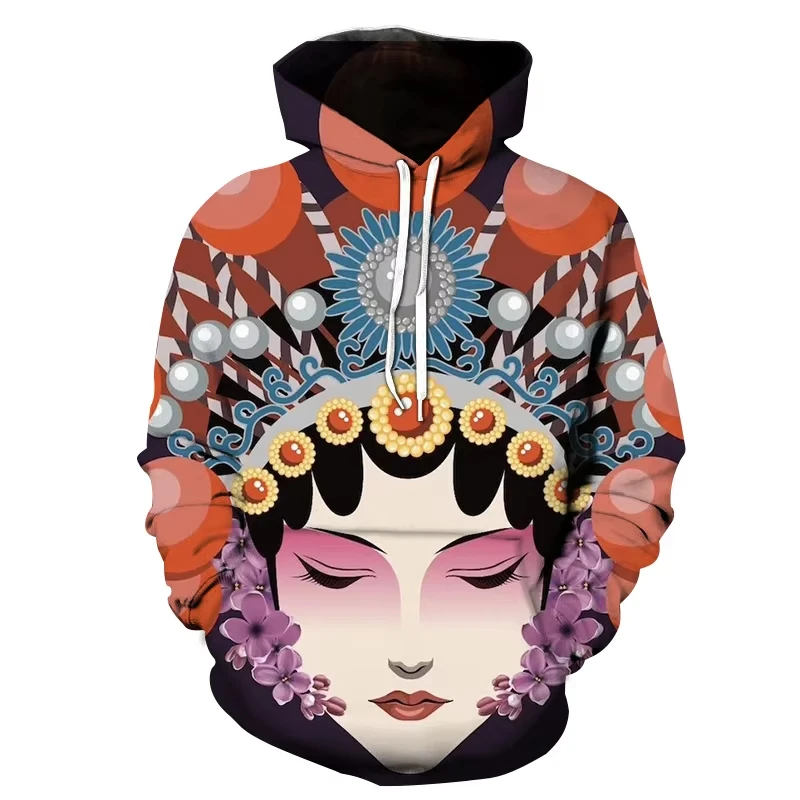 New Autumn Men's Hoodie 3d Printing Chinese Style Peking Opera Men's Hoodie Men Loose Casual Fashion Popular Oversized Hoodie