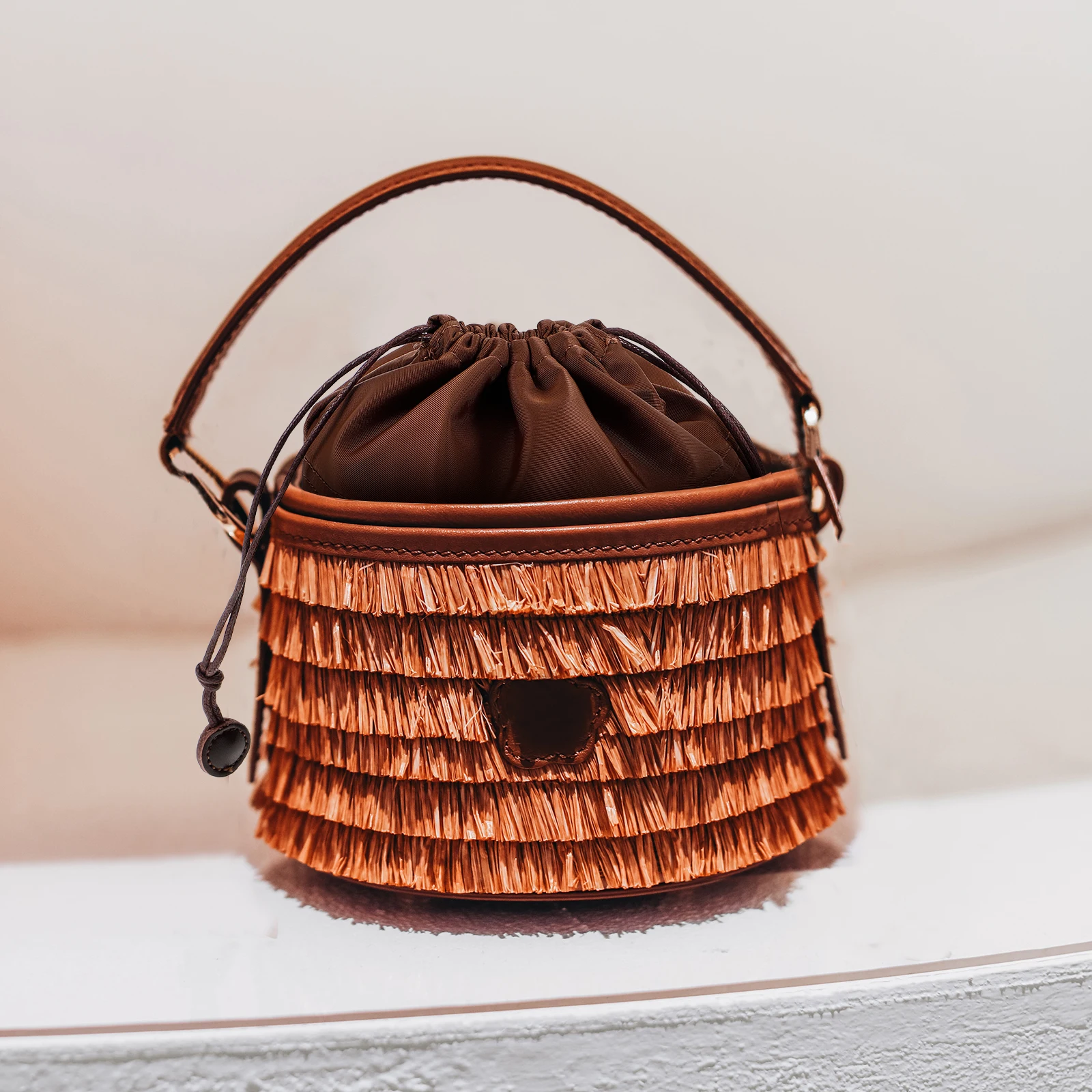 

Purse Organizer Insert for Bucket Bag Multifunctional Storage Easy to Carry Simple Design Tidy Neat Brown Tote Insert