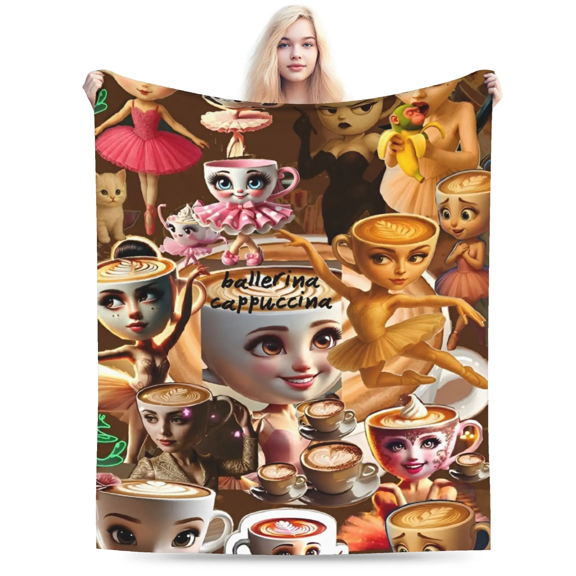 

Italian Brainrot Meme Funny Accessories Blankets Lightweight Thin Coral Fleece Plush Throw Blankets Cozy Plush Thin Quilt