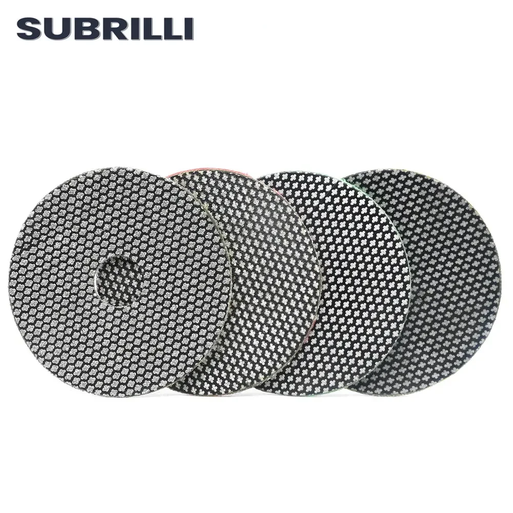 SUBRILLI 3 "80mm 4 pièces tampon de polissage diamant galvanisé disque de ponçage abrasif Flexible pour verre granit marbre carrelage en céramique