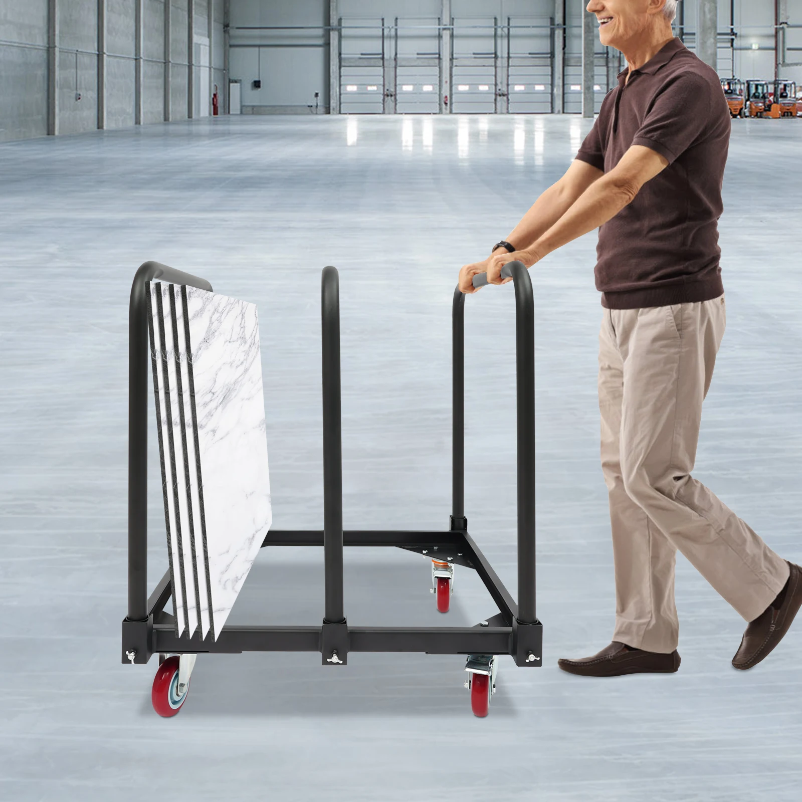 3 Pole Panel Cart Heavy-Duty Folding Table Cart Folding Table Cart with 4 Universal Wheels