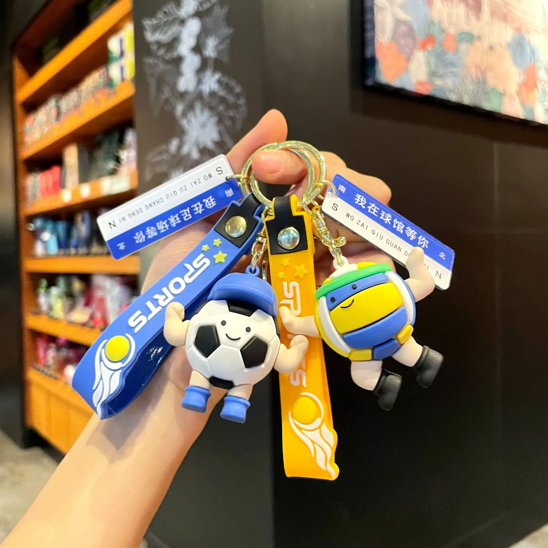 3D Sport Balls Keychain Soccer Baseball Basketball Tennis Football Key Ring Mini Sports Pendant Backpack Bag Charm Sports Gifts