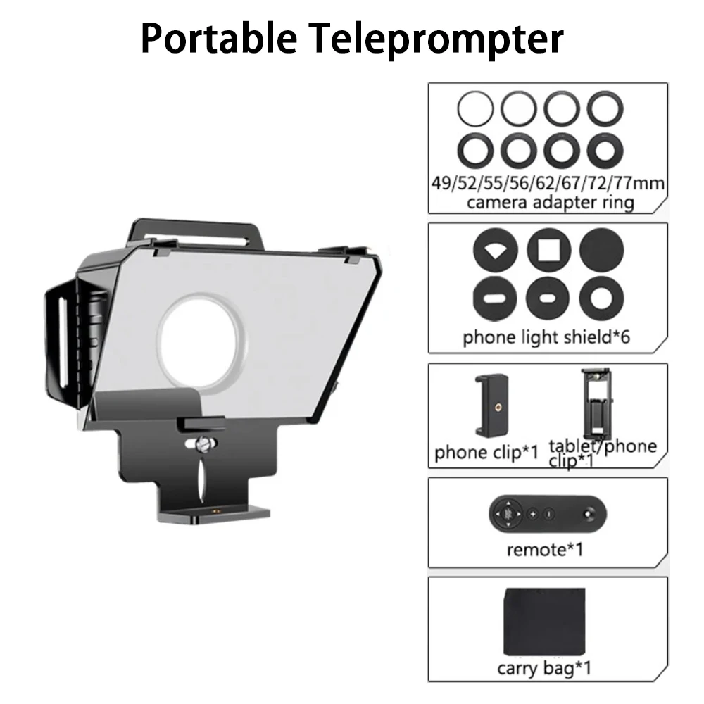 kit-de-teleprompter-profesional-portatil-t24-con-control-remoto-y-anillos-adaptadores-para-smartphone-tablet-camara-dslr-y-transmision-en-vivo