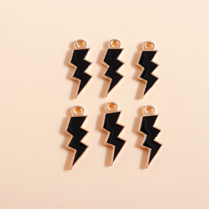 Image 4: Leslie 10 pièces émail coloré Mini Flash foudre breloques pendentifs pour colliers Bracelets bricolage fabrication de bijoux accessoires