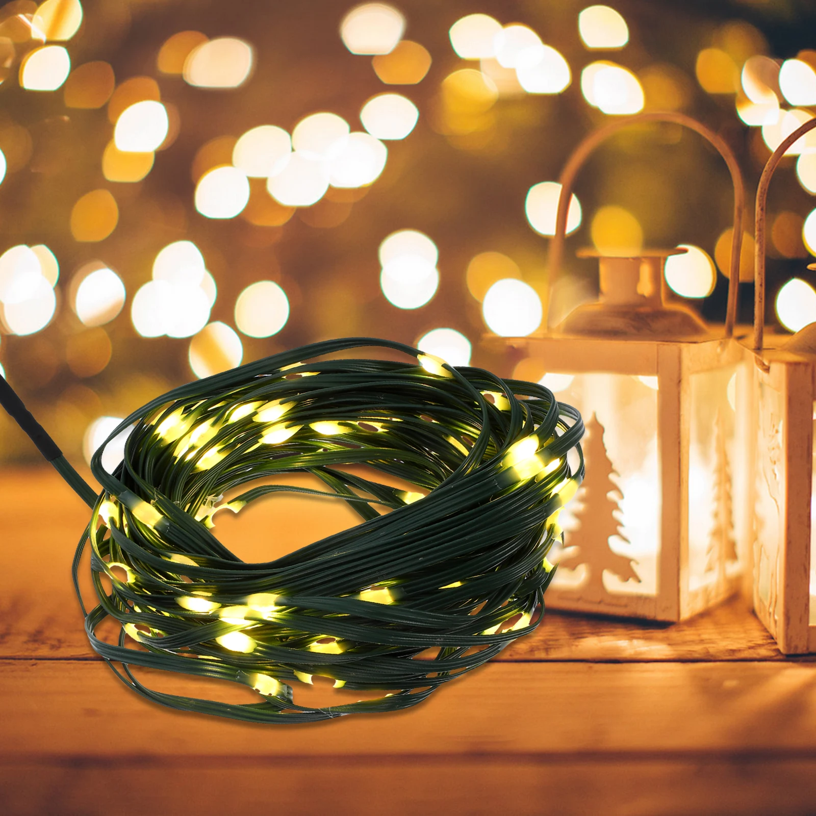 

Solar Light Strip Copper Wire Olive Green LED String Lights for Bedroom Shop Wedding Decor Outdoor Solar Powered Waterproof
