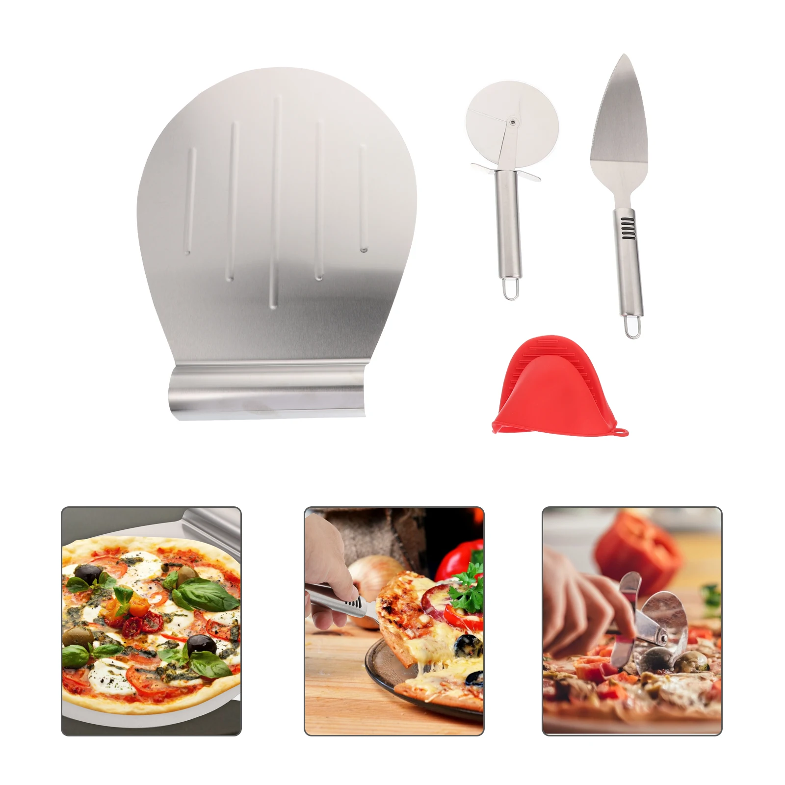 

4Pcs Stainless Baking Spatula Set Baking Shovel Cake Transfer Shovel Pizza Peel Tool Kitchen Accessories