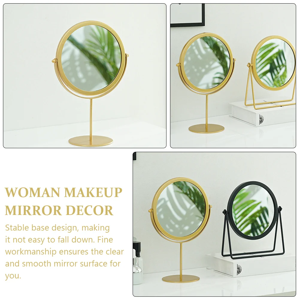 Vanity Mirror Home Woman Makeup Desktop Girl Decor Modeling Cosmetics Metal Scene Student