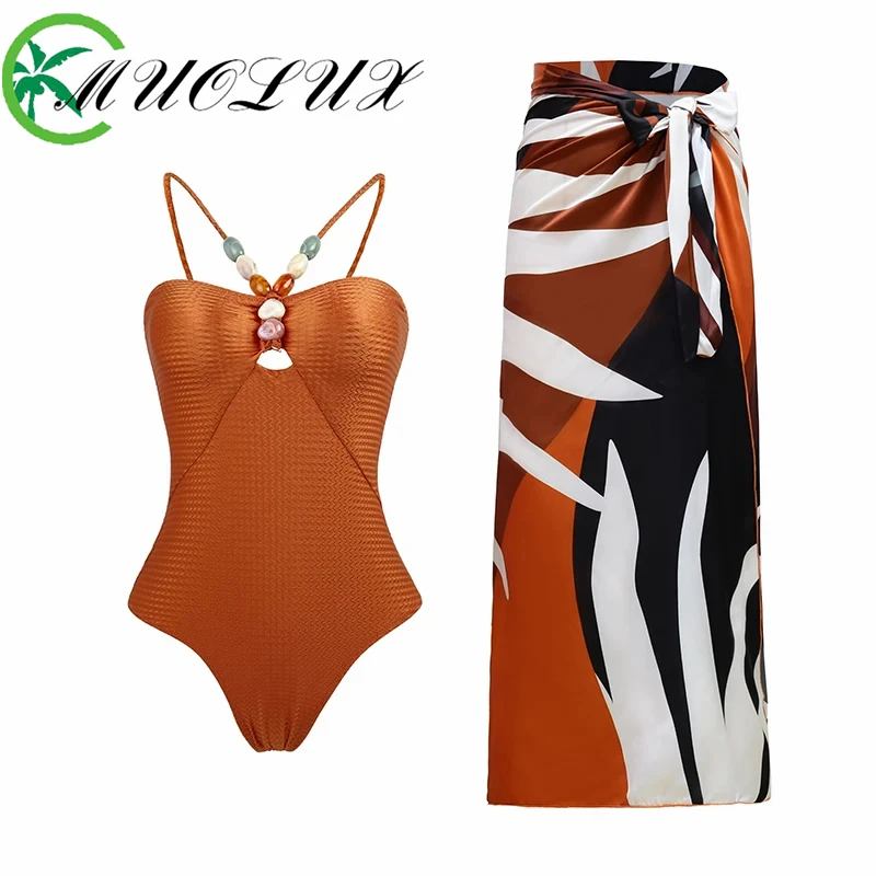 

MUOLUX Women's one-piece swimsuit 2024 Brazil High Waist Tight Beach Suit Sexy Backless Bikini Two Piece Set Female Swimwear