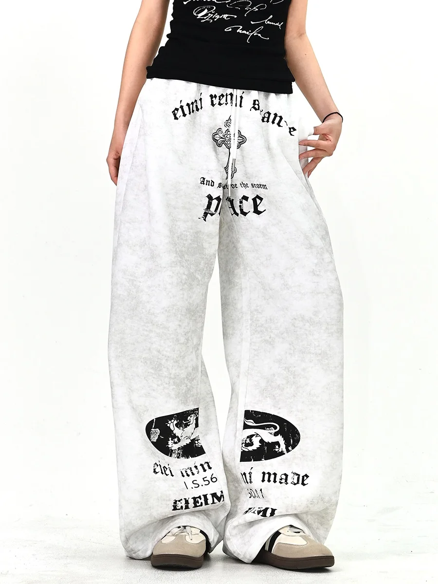 

Tie Dye Casual Pants Women's Spring 2026 New American High Street Jacket Pants Set Trendy Long Sleeve Letter Pattern