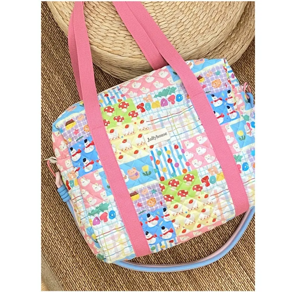 Colorful Pattern Baby Diaper Bag Detachable Straps Reusable Mommy Shoulder Bag Large Capacity Quilted Cotton Nappy Storage Pouch