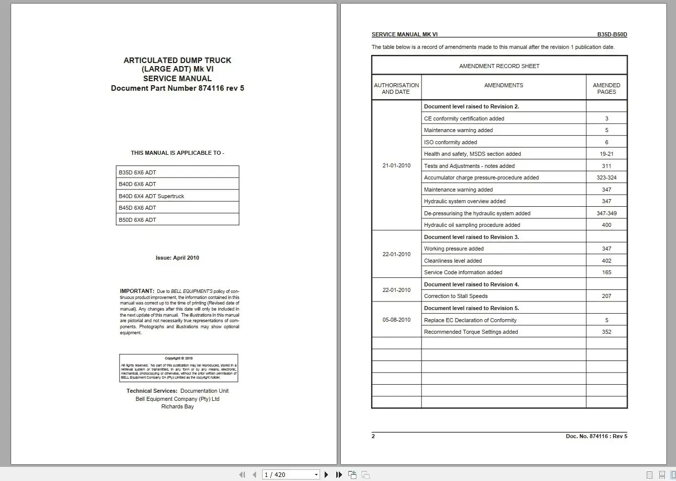 TruckEPC3 BELL Articulated Dump Trucks Operator  Service and Part Manual Full DVD