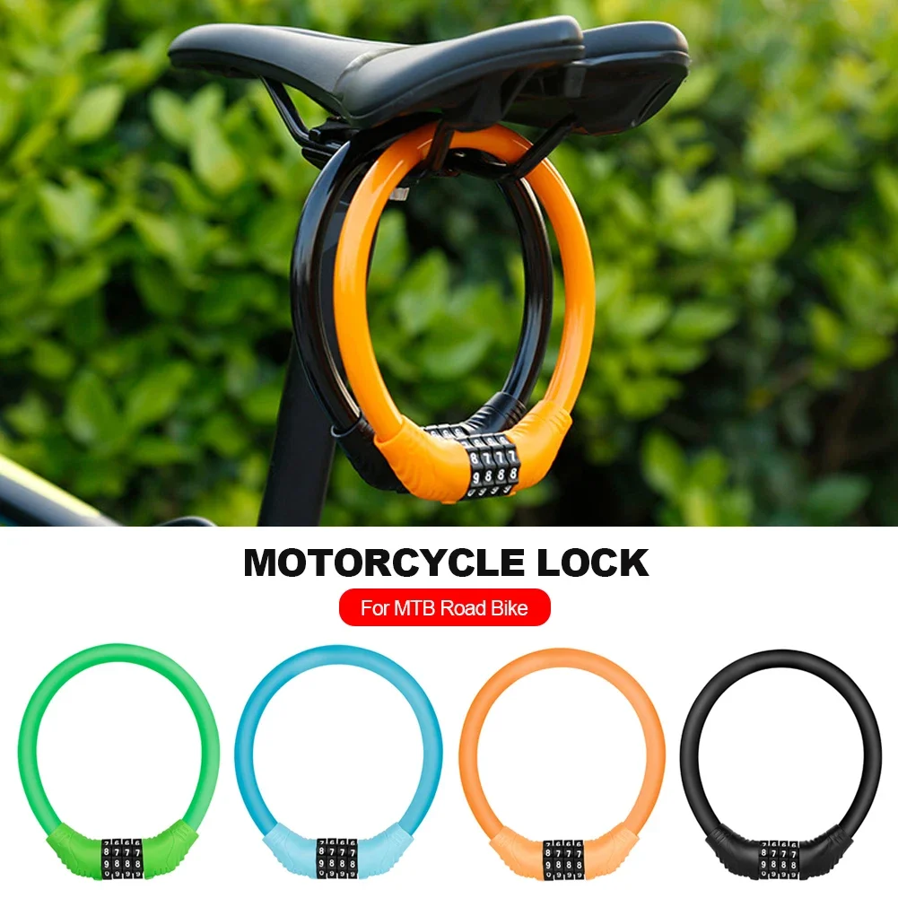 Motorcycle Bicycle Lock Combination Code 4 Digit Password Padlock Anti-theft Password Security Cable Locker For MTB Road Bike