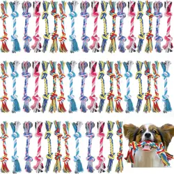 20pcs Dog Toy Pet Molar Bite-resistant Cotton Rope Knot Dog Puppy Relieving Stuffy Cleaning Teeth Pet Chew Toys Random Color