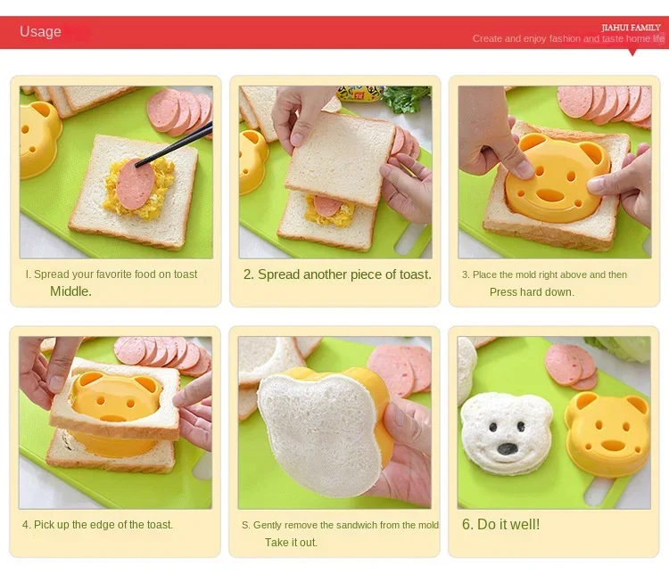 Teddy Bear Sandwich Mold Toast Bread Making Cutter Mould Cute Baking Pastry Tools Children Interesting Food Kitchen Accessories