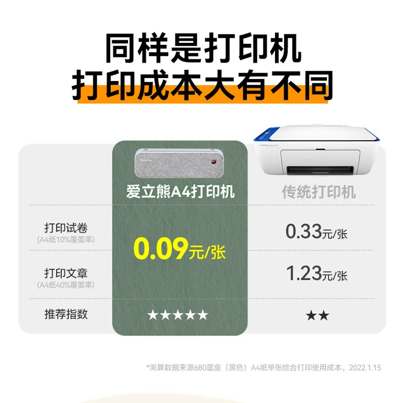 Peripage A4 printer, ink-free, office use, small tasks, error correction, portable, wireless Bluetooth printer view 3