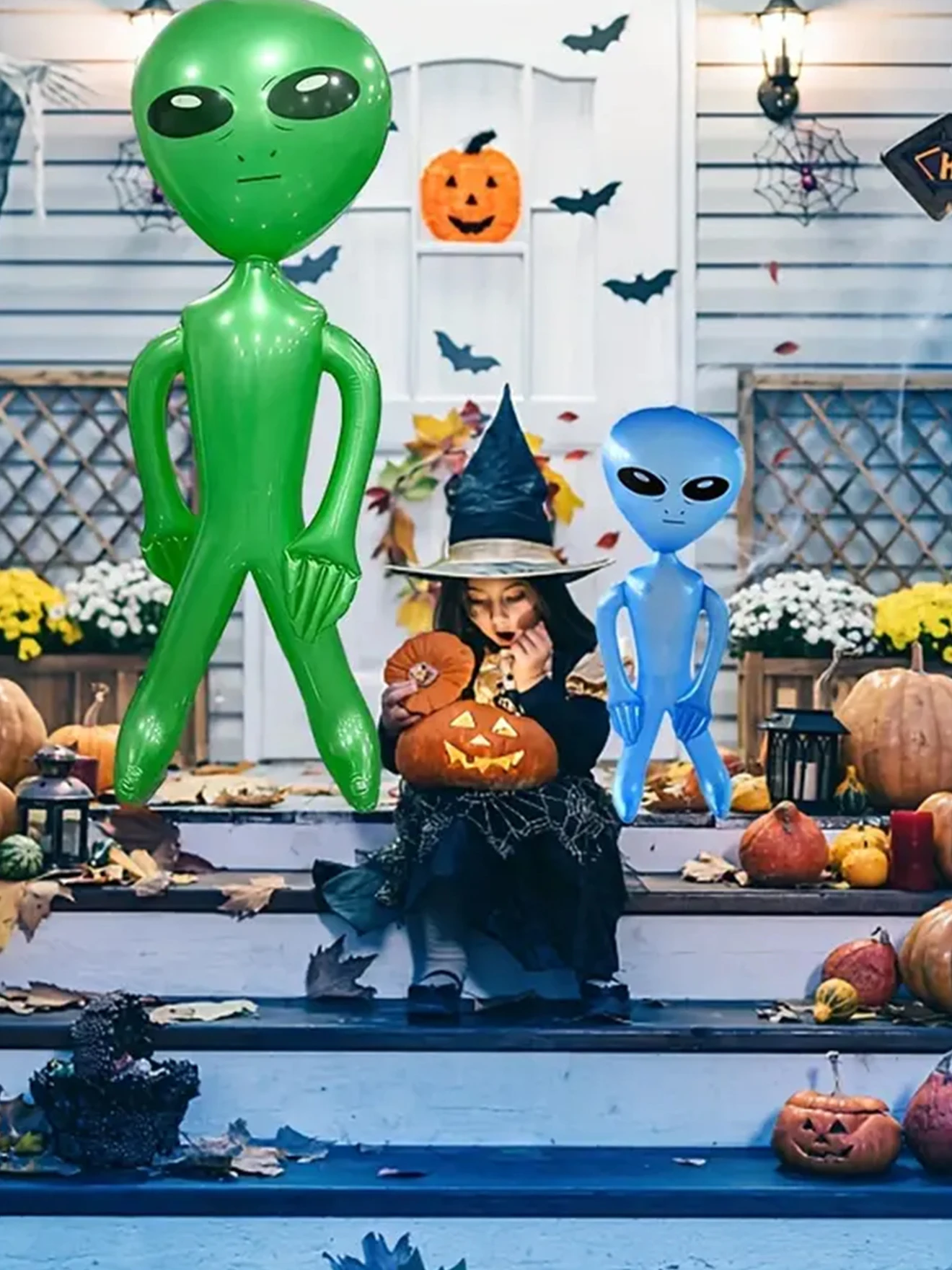 Grenzüberschreitende aufblasbare Alien-Puppe, Halloween-Bar-Dekorationsspielzeug, aufblasbares Cartoon-Luftmodell Alien – Detail 4