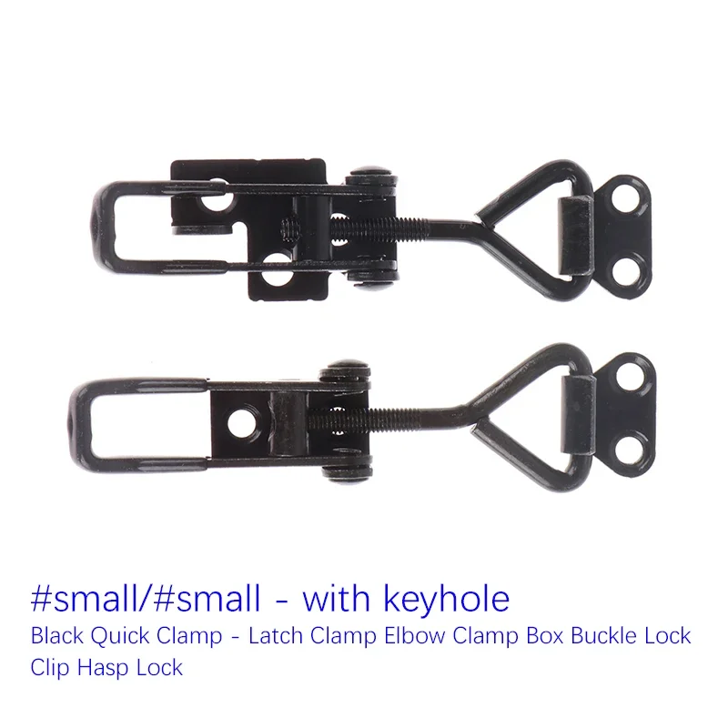 Black Adjustable Cabinet Lock Hasp Lever Handle Home Security Hardware for Sliding Door Box Clip