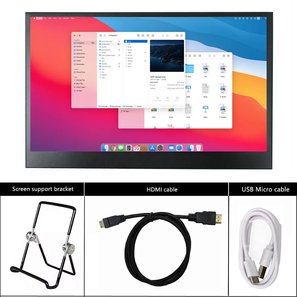 

13.3-inch Portable Monitor 1080P IPS LCD Display Screen With Stand Mini HDMI-Compatible Raspberry Pi 4B PC Laptop Second Screen
