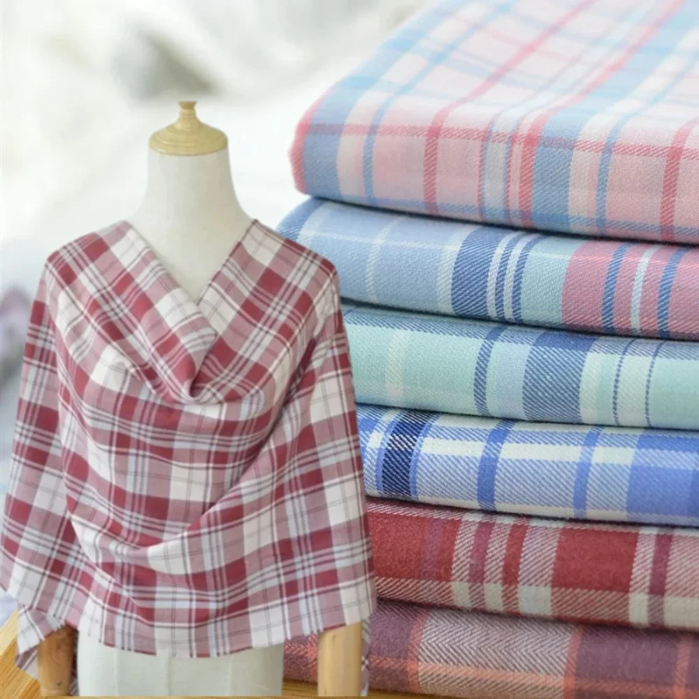 

Cotton Twill Plaid Fabric Carbon Soft Spring Summer Diy Shirt Sleepwear Bedding Fashion Design Apparel Sewing Cloth by the Meter