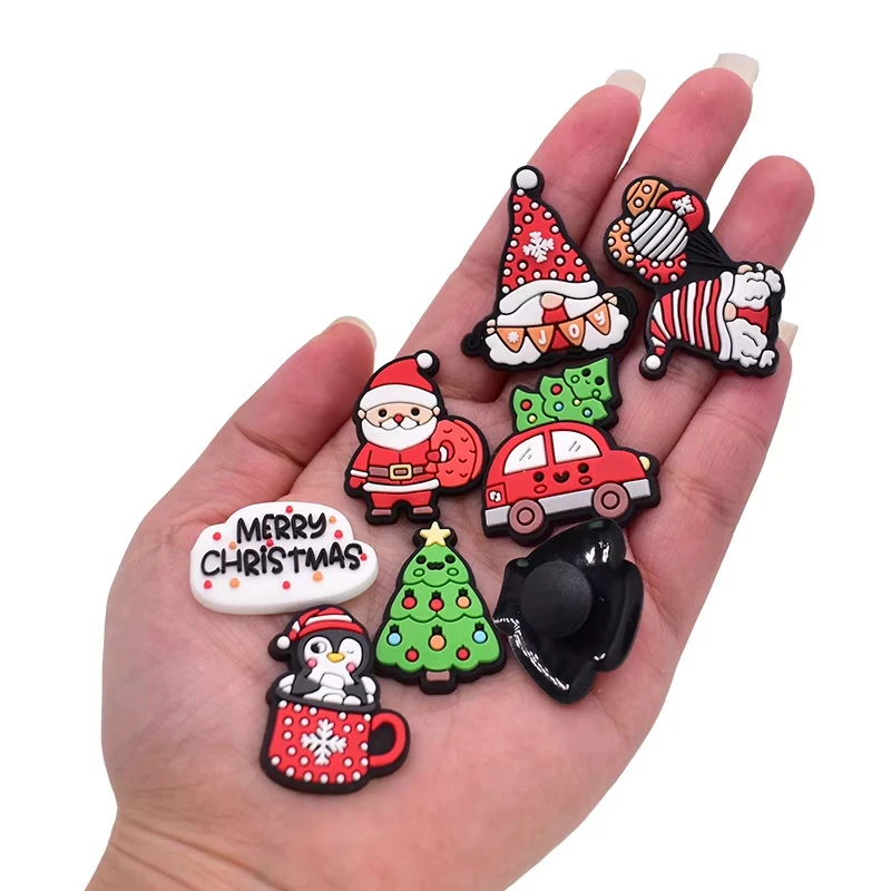 Funny Christmas Shoe Charms Cute Cartoon PVC Soft Rubber Drop Shoe Accessories Santa & Holiday Elements Xmas Party Gifts