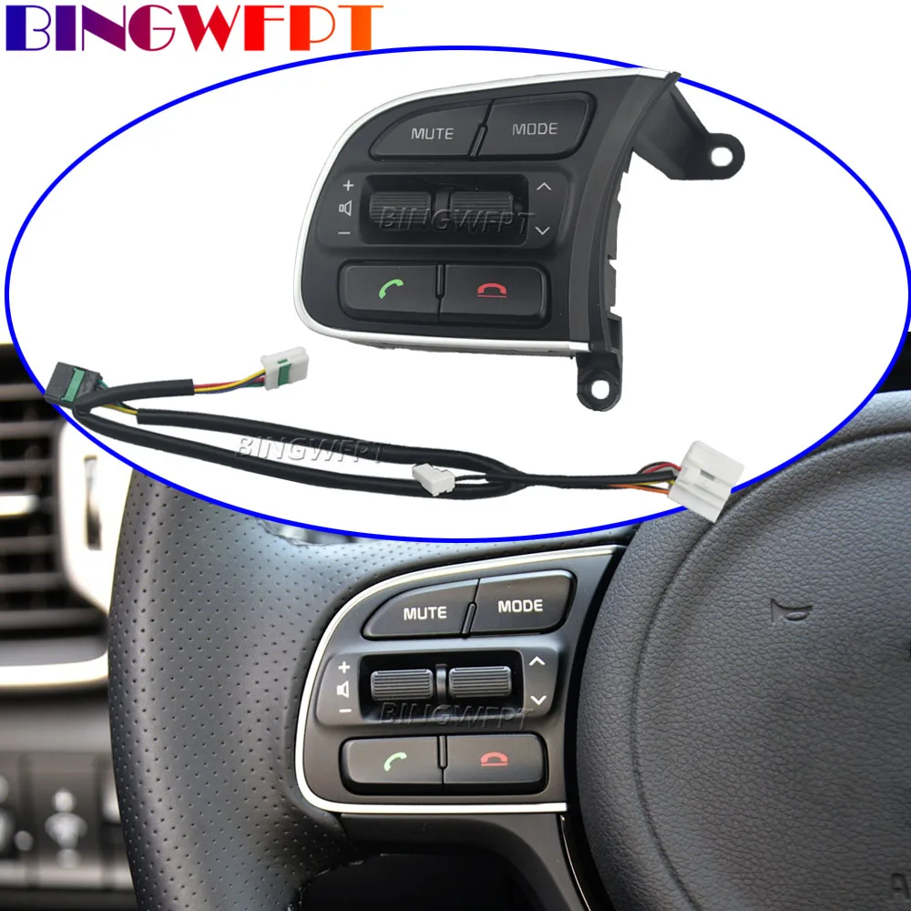 Left With Wire Steering Wheel Volume Control Phone Button Switch With Backlight For Kia Sportage QL 2016-2019