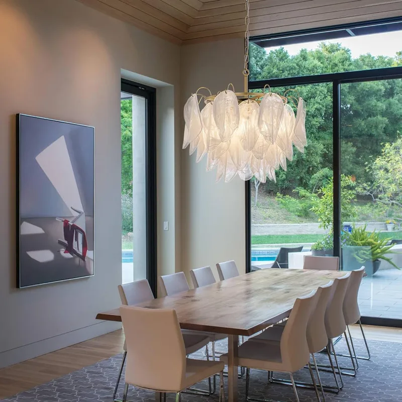 Modern Cloud Glass Chandelier Round Glass Hanging Chandeliers For Dining Living Room Bedroom Kitchen