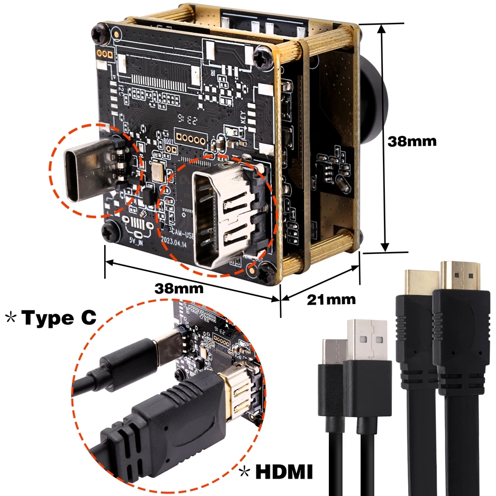 ELP 4K HDMI USB Camera Module 3840x2160P 30fps H264/H265 Industrial CNC Camera with No Distrotion Lens for 3D Printer