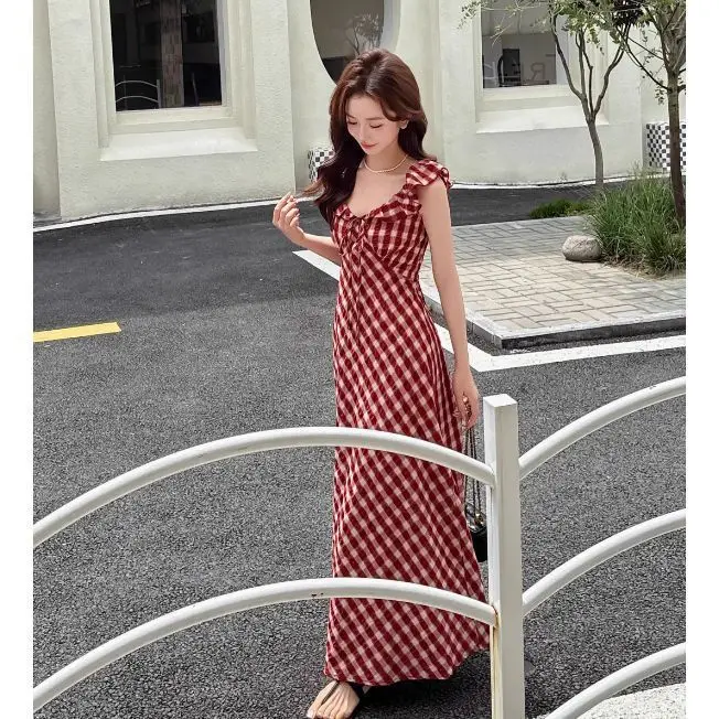 Vestidos sem mangas feminino estilo asiático primavera chiffon apliques shirring smocking plissado babado fairycore mori menina pastoral y2k